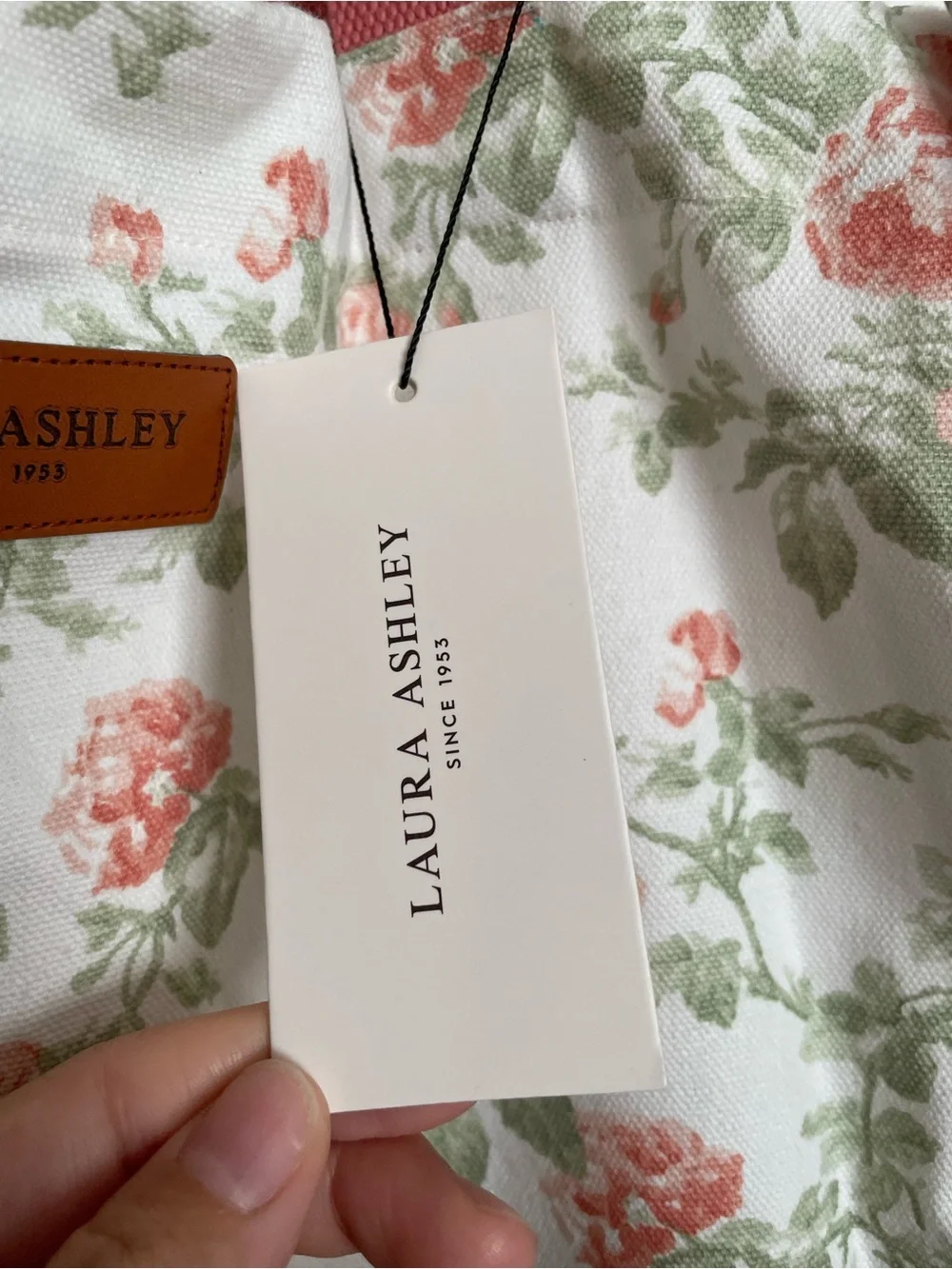 NWT Laura Ashley Madelynn Duck Floral Canvas Ruffle Tote Bag - Pink/Green